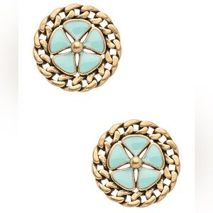 14K Gold and White Chain-Link Statement Earrings